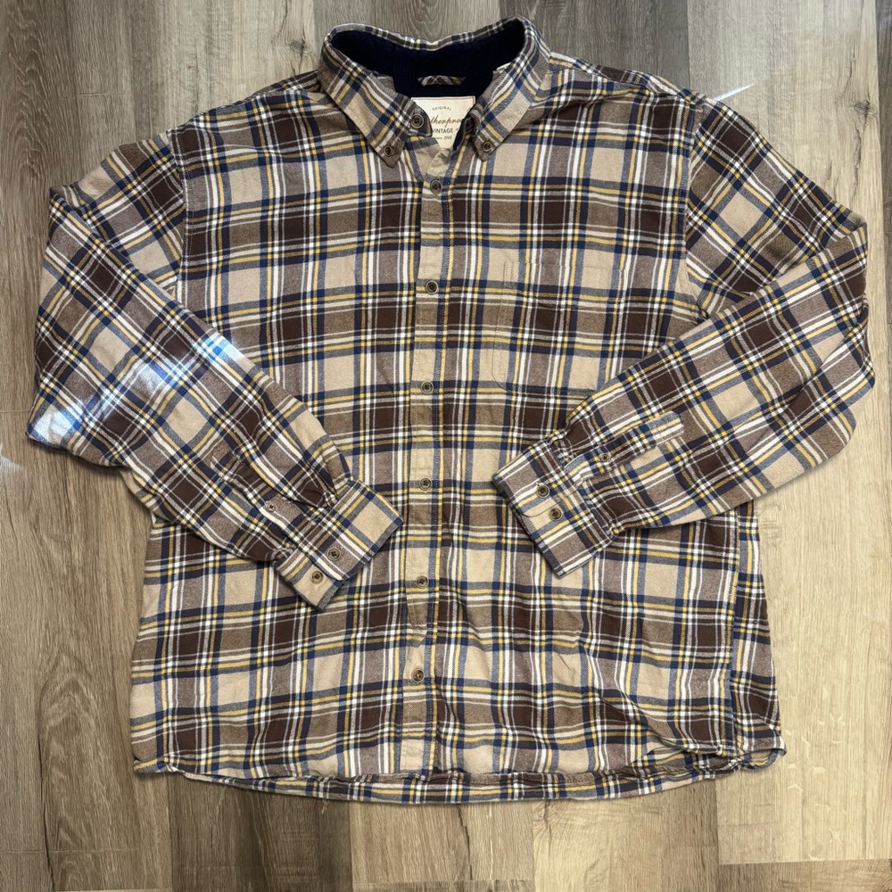 100% Cotton OG Weatherproof Vintage Flannel Plaid Button Down XXL